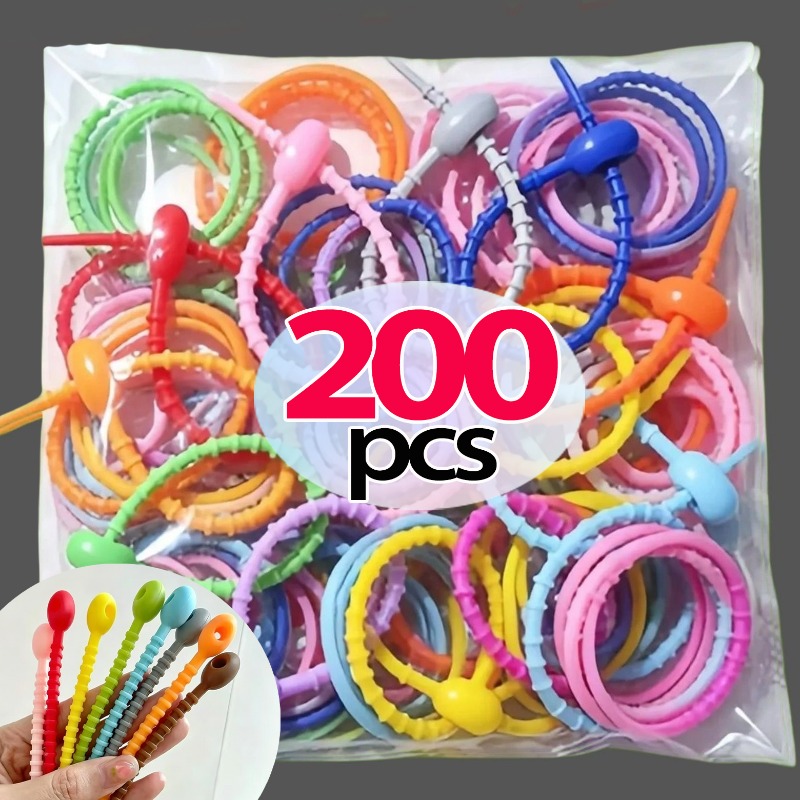 Cable Winder Keychain - 10/200 szt. Silikonowe opaski kablowe, wielokolorowe