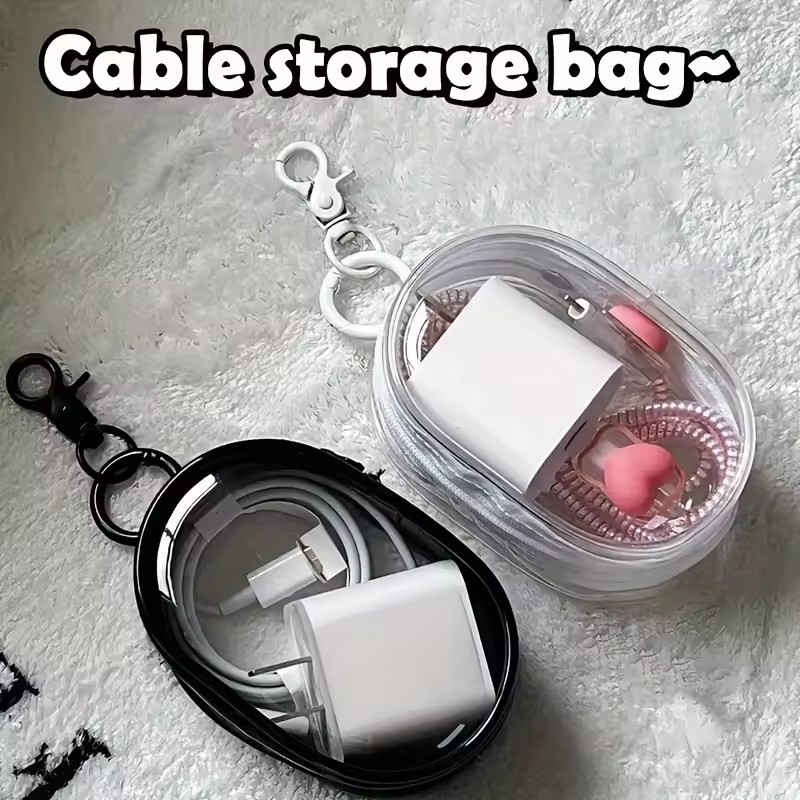 Cable Winder Keychain - Przenośna mini przezroczysta torba do przechowywania